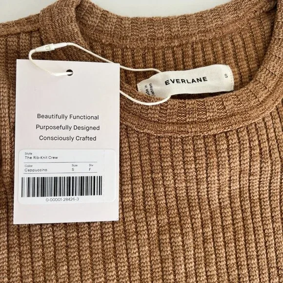 NWT Everlane The Cozy Rib Long-Sleeve Tee / cappuccino / small - Picture 3 of 7